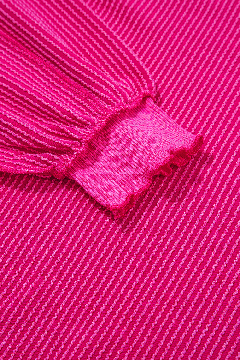 Strawberry Pink Twisted Rib Uneven Hem Drop Shoulder Loose Knit Top