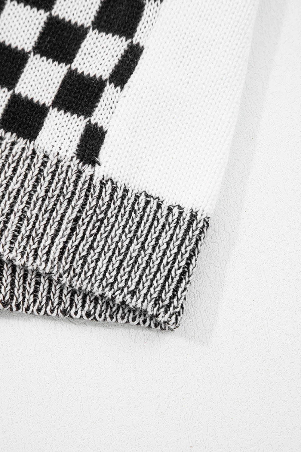 Black Checkered Open Front Drop Shoulder Cardigan