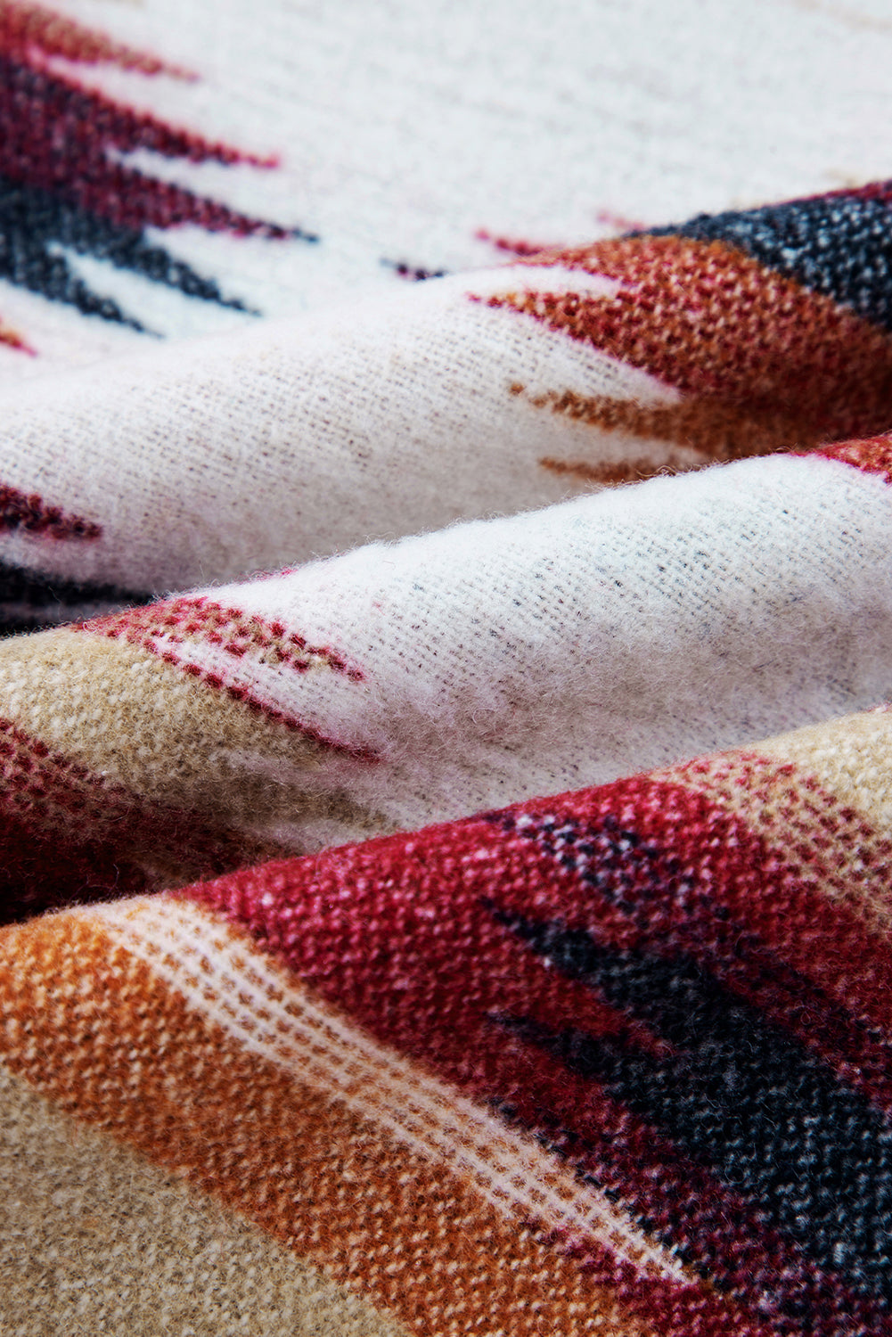 Multicolour Western Aztec Striped Patchwork Double Flap Pocket Raw Hem Shacket