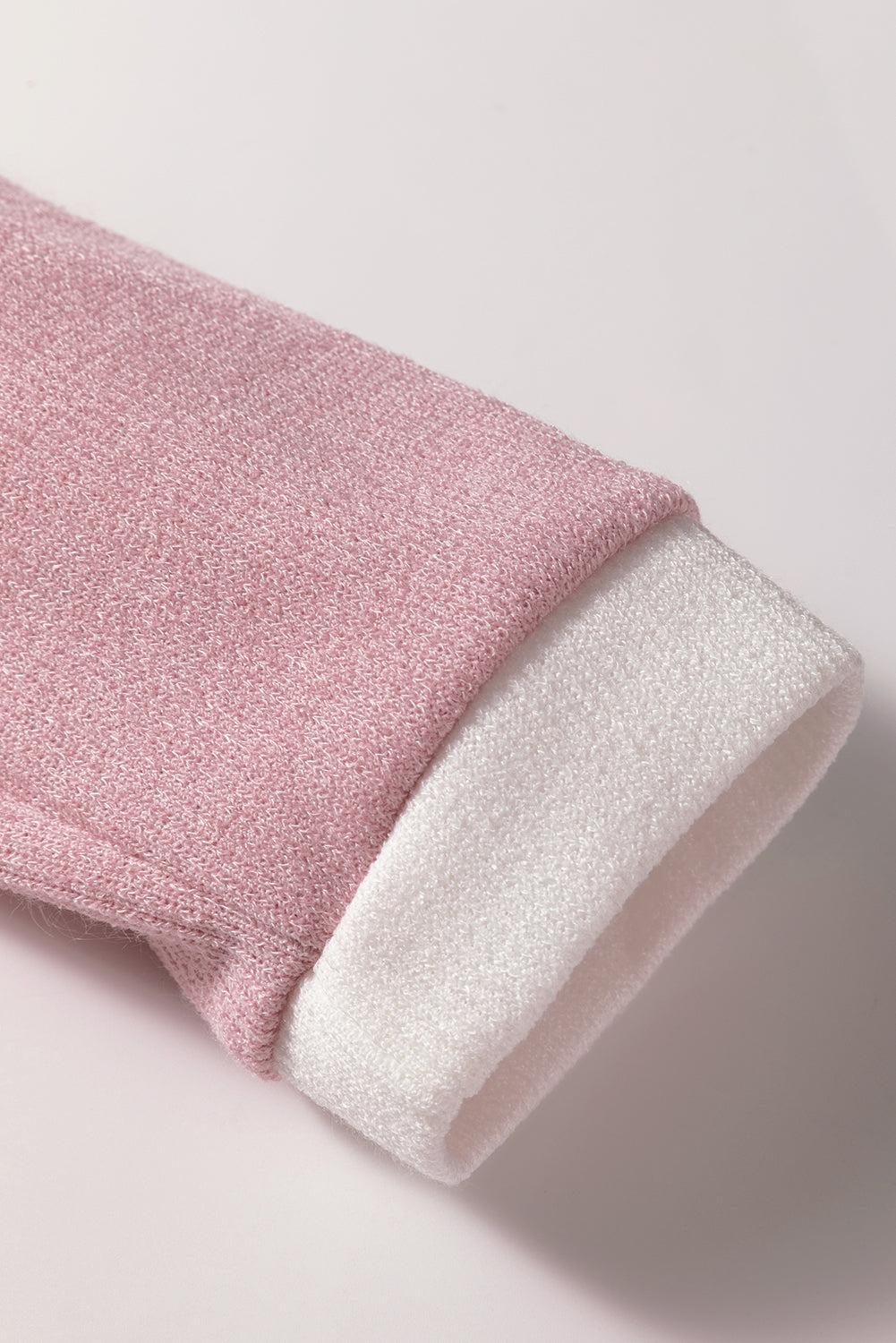 Light Pink Contrast Color Trim Knit Drop Shoulder Loose Top