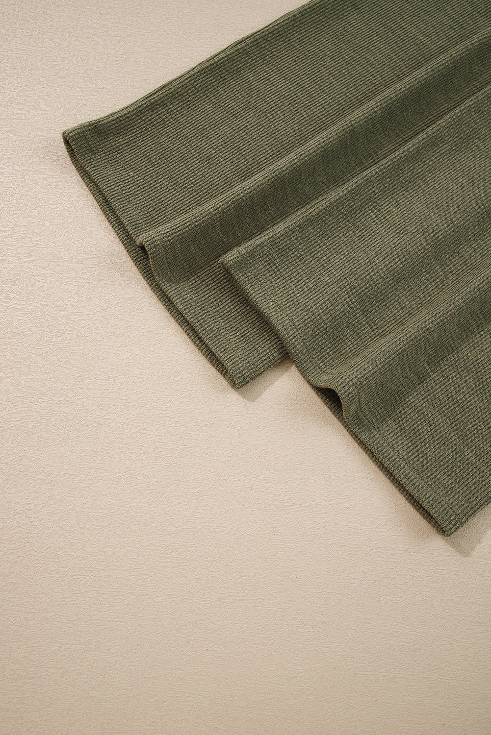 Laurel Green Solid Color Knit Loose Straight Leg Casual Overall Jumpsuit