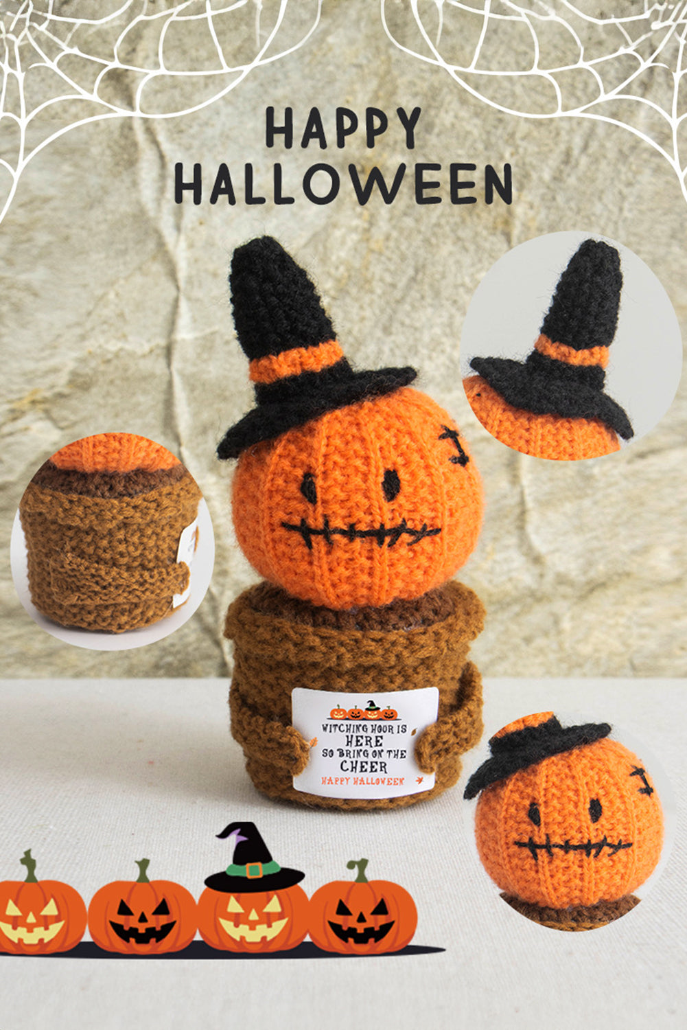 Carrot Cute Halloween Crochet Pumpkin Potted Doll Decor