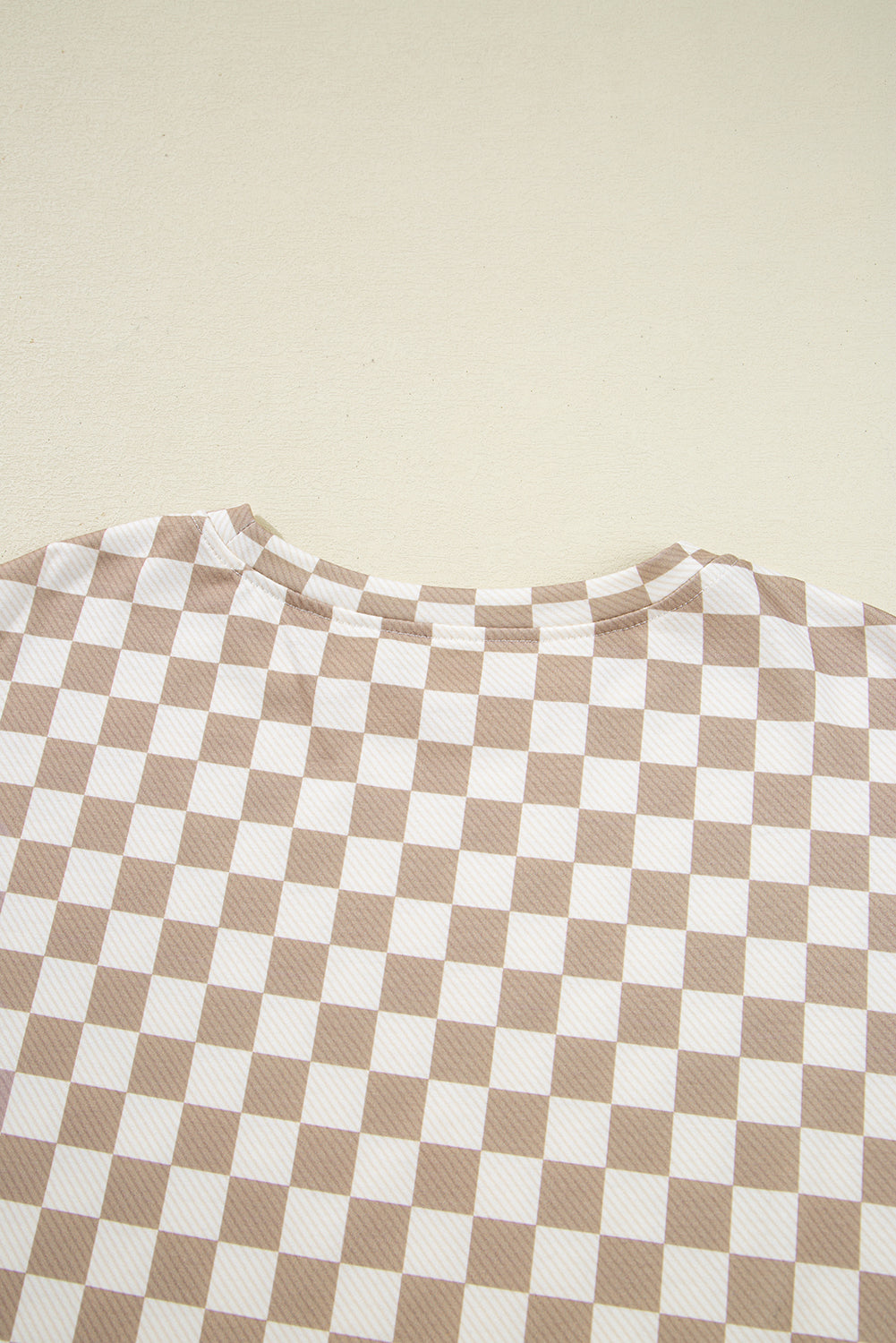 Khaki Checkered Long Sleeve Crop Top High Waist Skort 2pcs Set