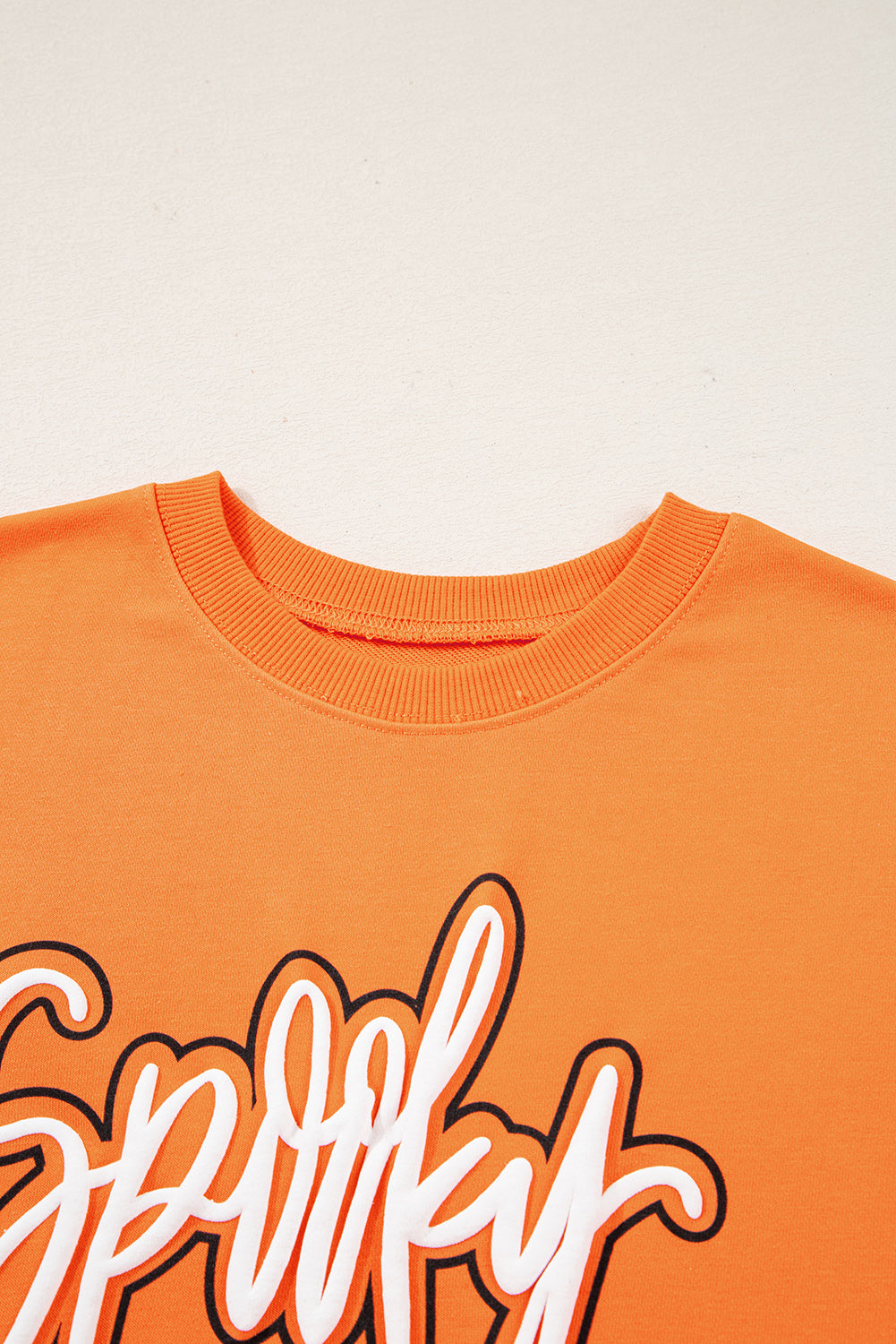 Grapefruit Orange Spooky Graphic Halloween Crew Neck Holiday Sweatshirt