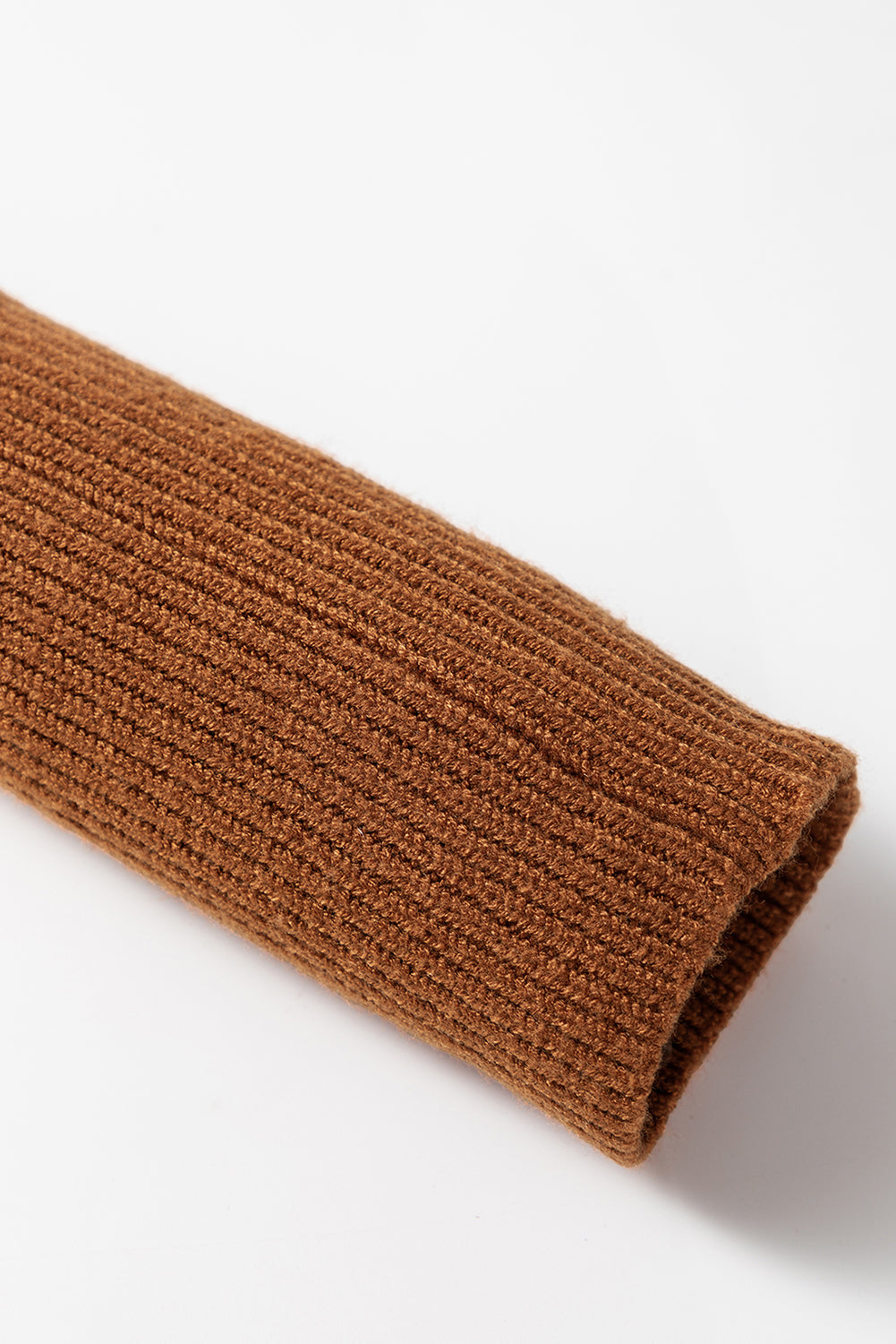 Straw Yellow Ribbed Detail Solid Color Mini Sweater Dress