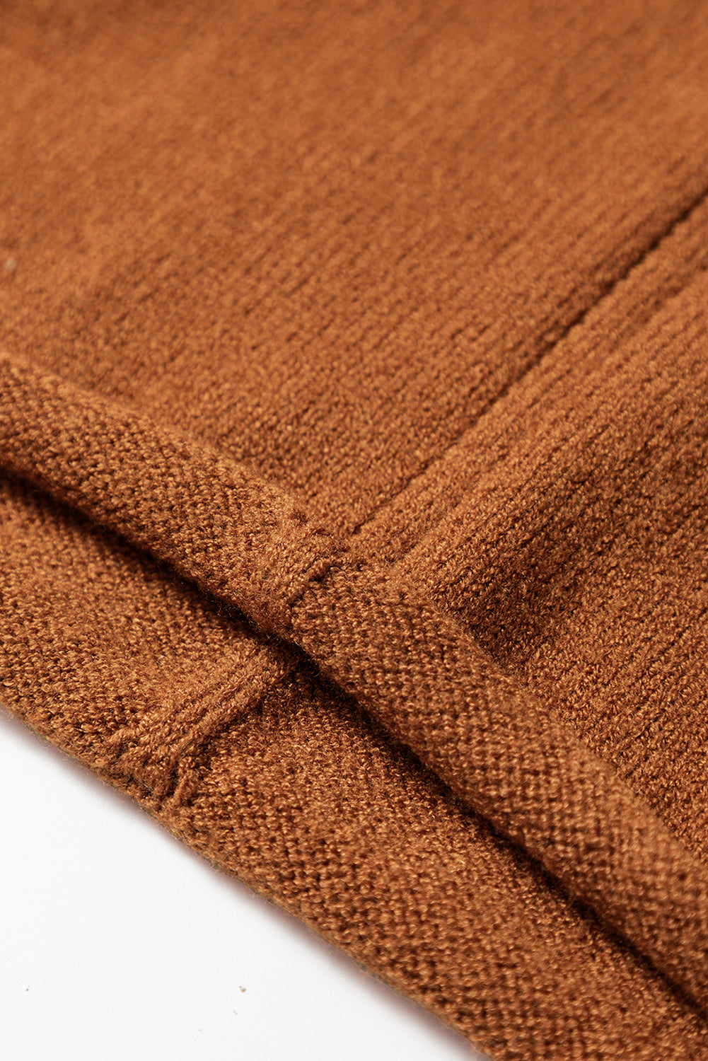 Straw Yellow Ribbed Detail Solid Color Mini Sweater Dress