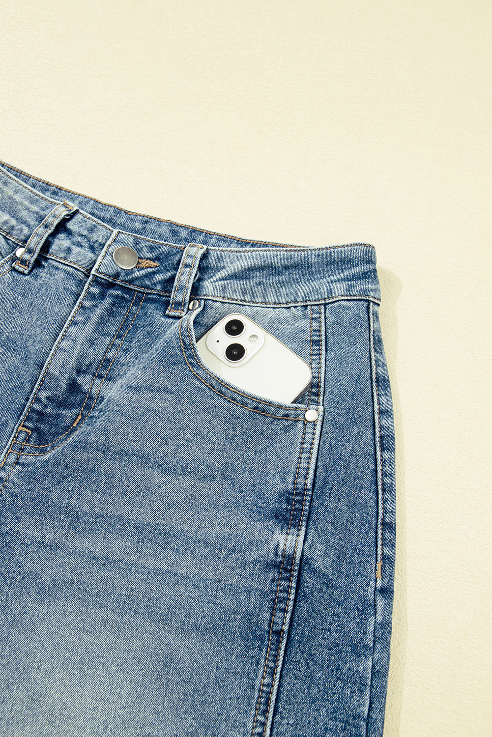 Dusk Blue Vintage Washed Seam Detail Shift Jeans