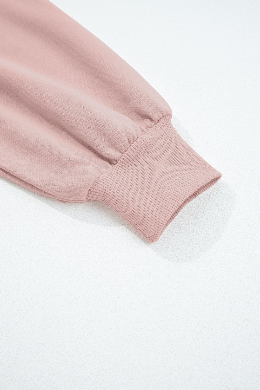 Light Pink Drop Shoulder Puff Sleeve Crop Pullover Drawstring Wide Leg Pants Set