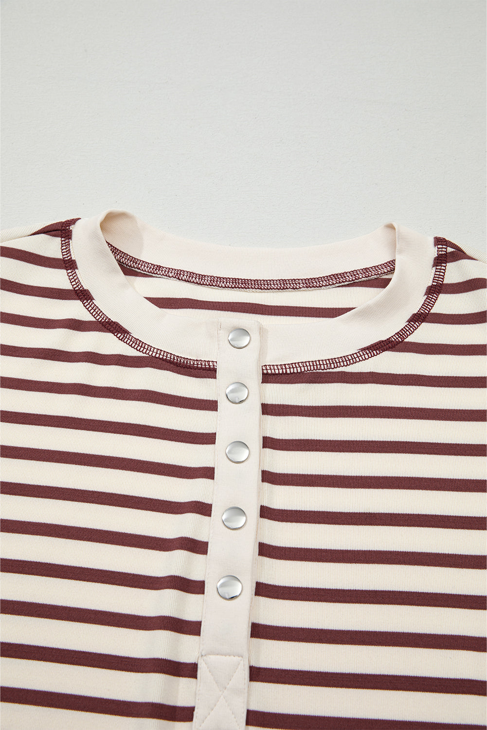 Red Dahlia Striped Henley Top