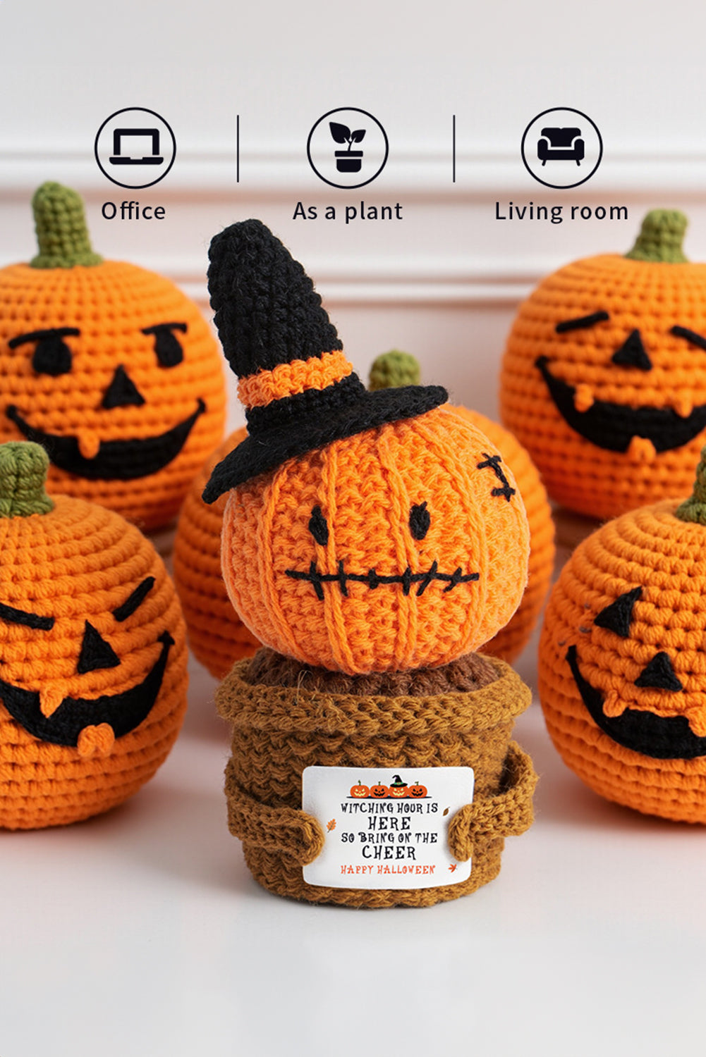 Carrot Cute Halloween Crochet Pumpkin Potted Doll Decor