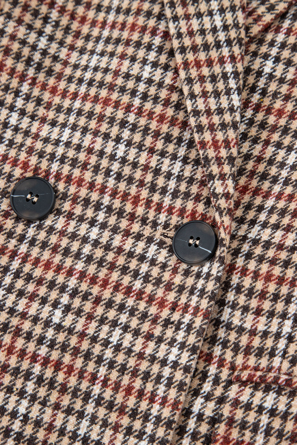 Brown Houndstooth Lapel Collar Blazer
