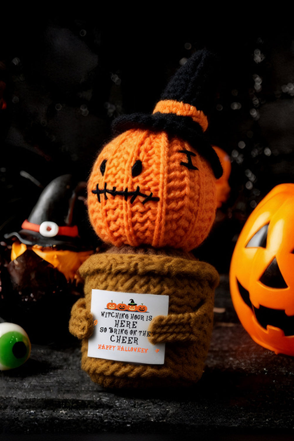 Carrot Cute Halloween Crochet Pumpkin Potted Doll Decor