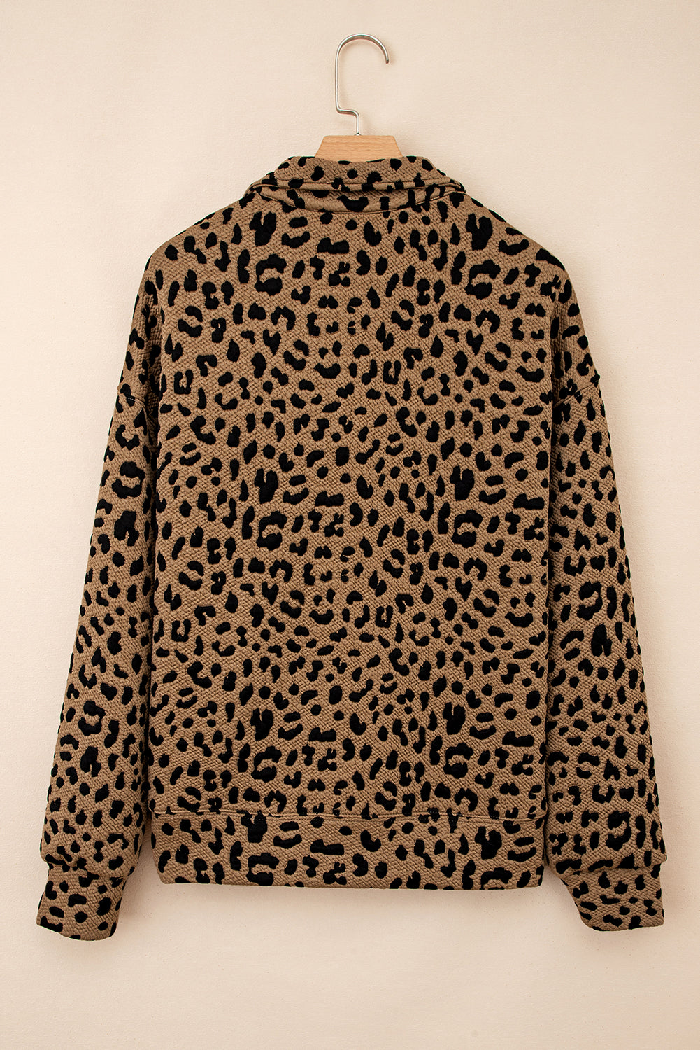 Brown Leopard Print Quarter Zip Sweatshirt