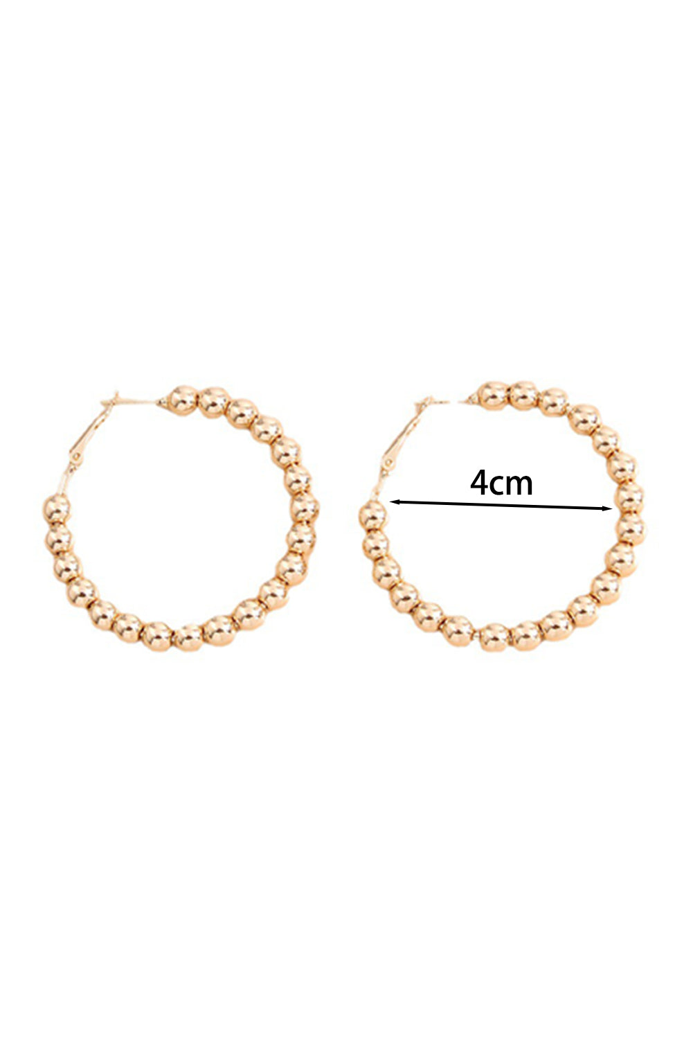 Gold Plated Beaded Minimalist Alloy Hoop Earrings
