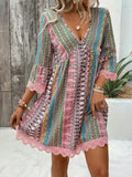 Printed V-Neck A-Line Dress