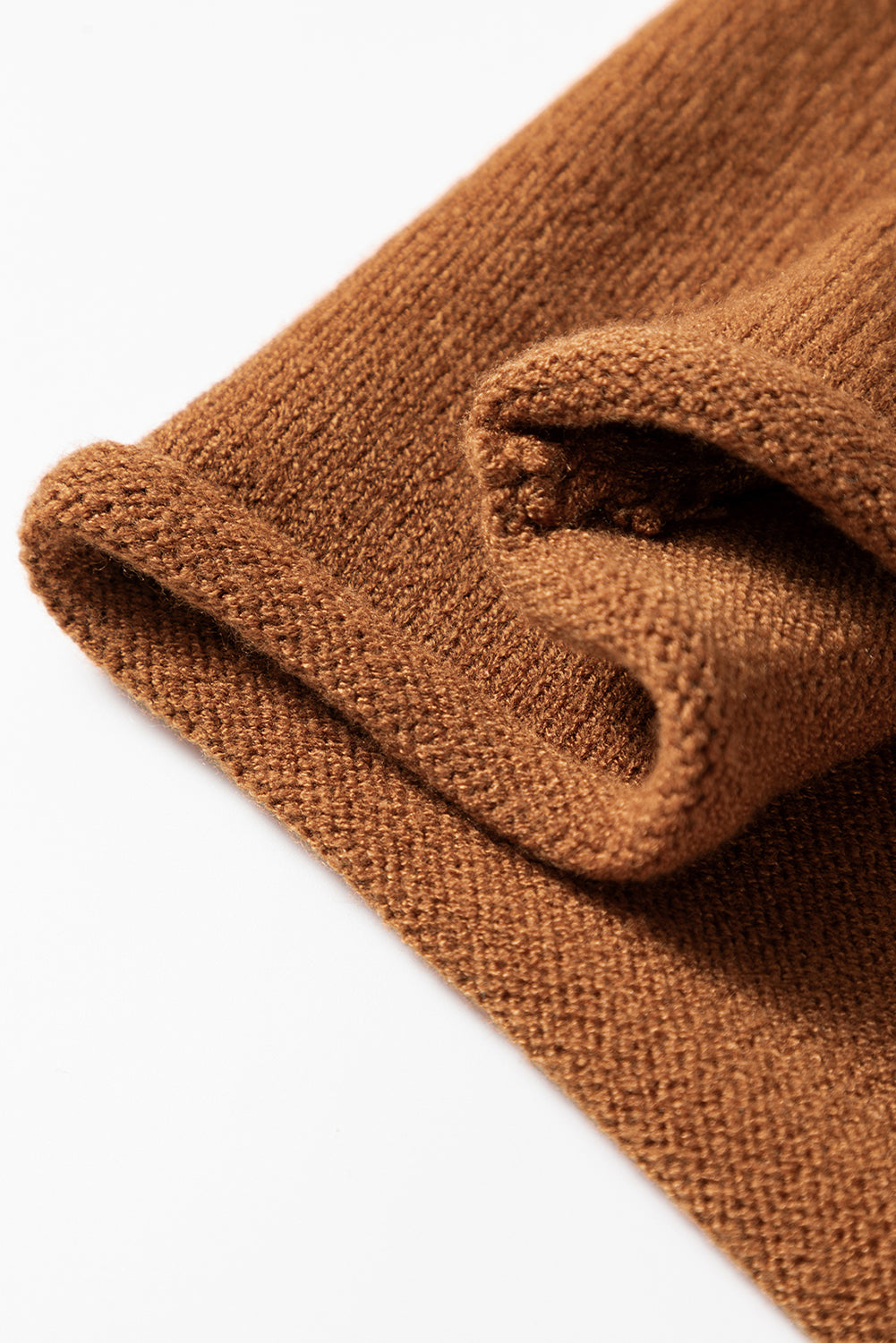 Straw Yellow Ribbed Detail Solid Color Mini Sweater Dress