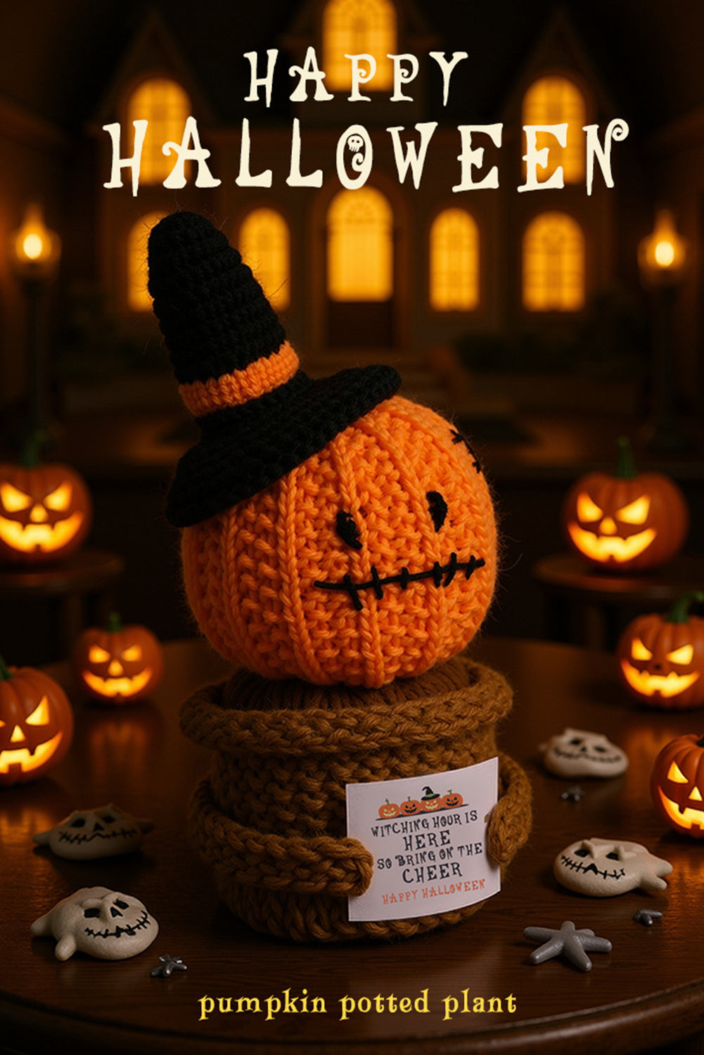 Carrot Cute Halloween Crochet Pumpkin Potted Doll Decor