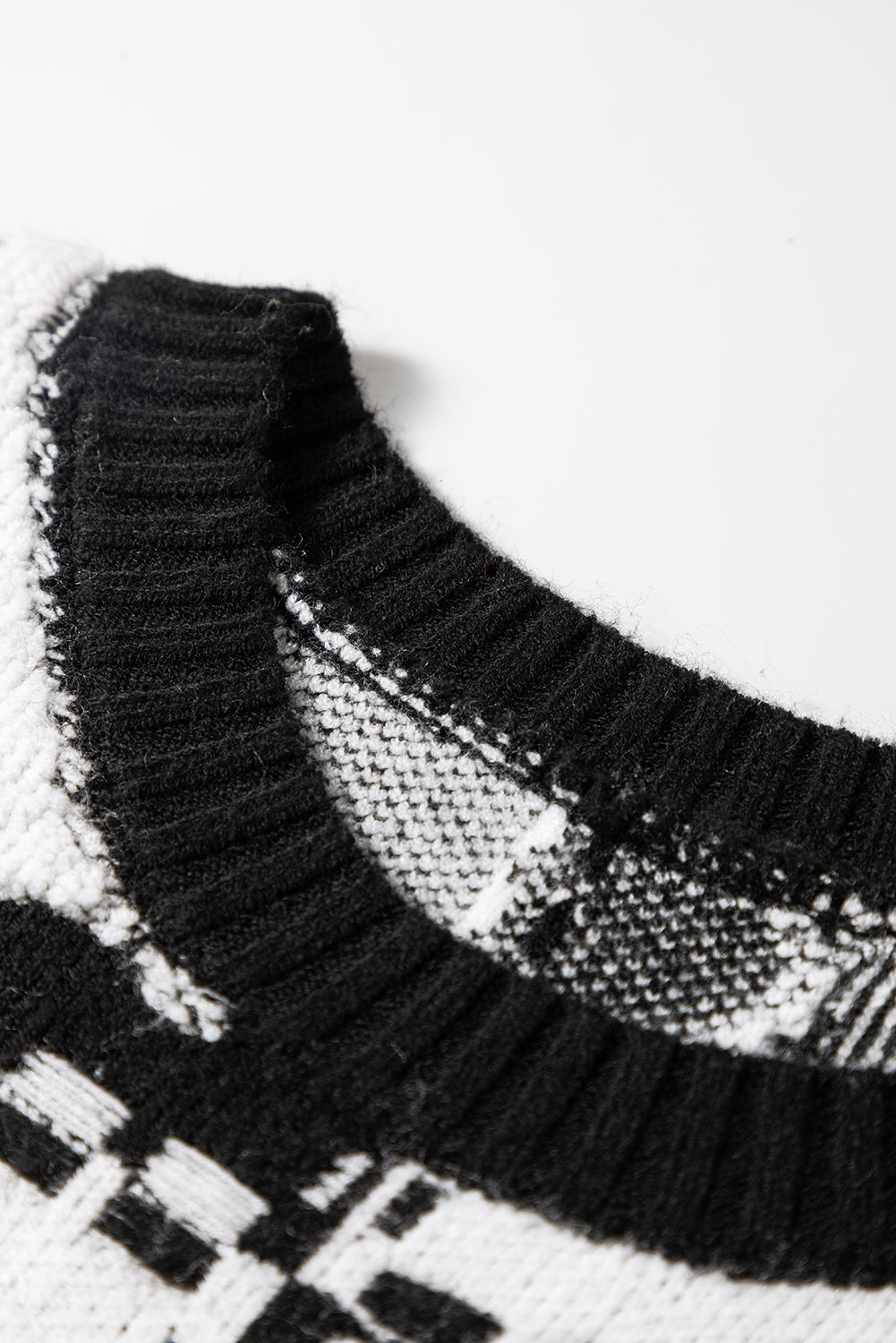 Black Halloween Ghost Checkered Drop Shoulder Sweater