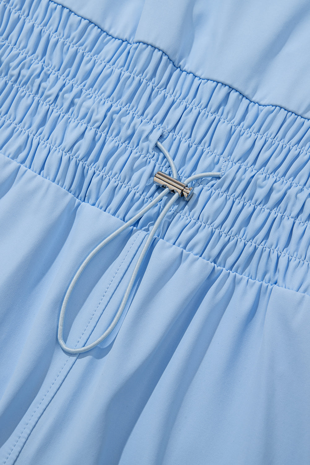 Myosotis Plain Sleeveless Loop Drawstring Cinched Waist Romper