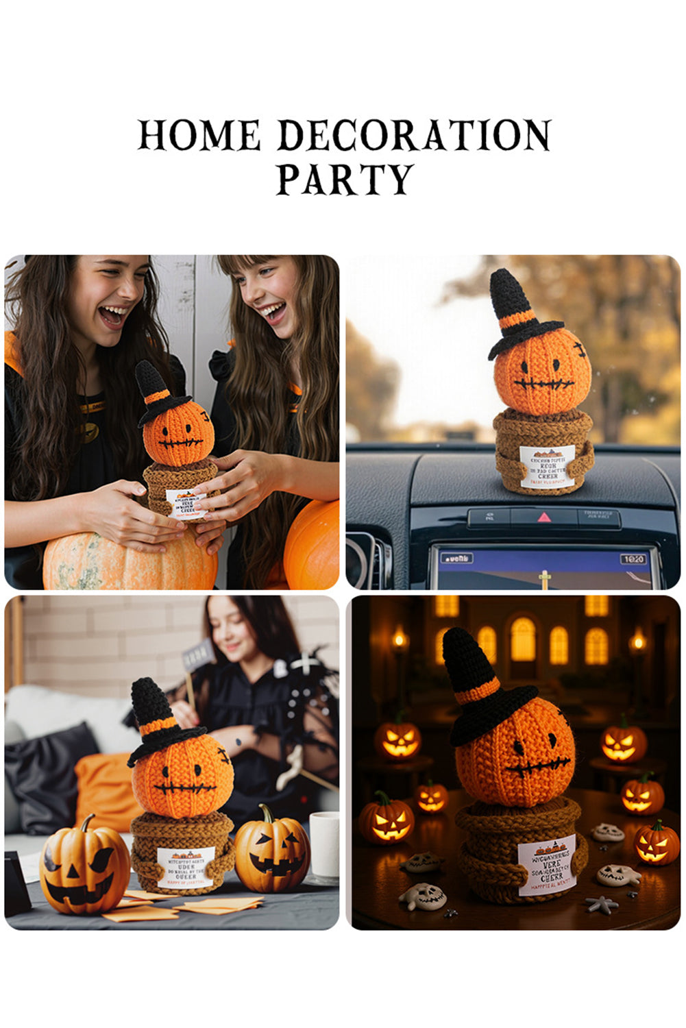 Carrot Cute Halloween Crochet Pumpkin Potted Doll Decor