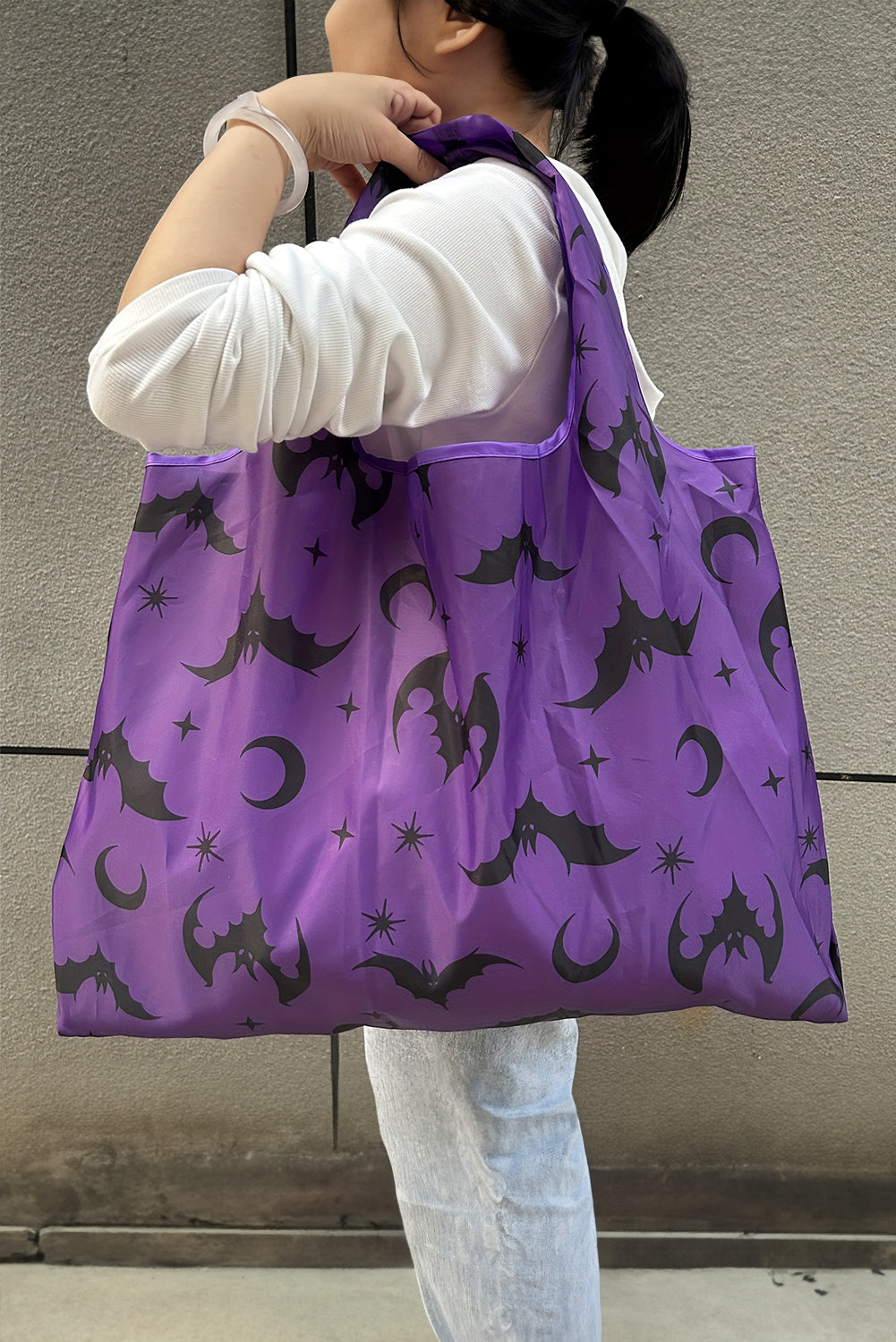 Tillandsia Purple Goth Halloween Pumpkin Large Capacity Foldable Tote Bag