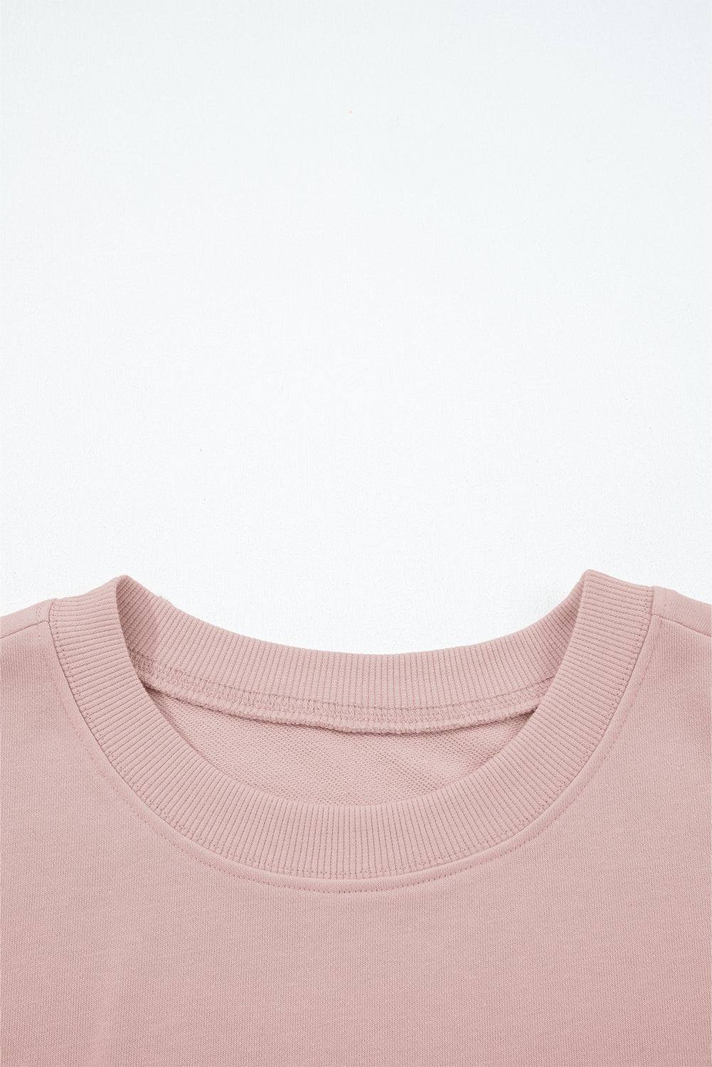 Light Pink Drop Shoulder Puff Sleeve Crop Pullover Drawstring Wide Leg Pants Set