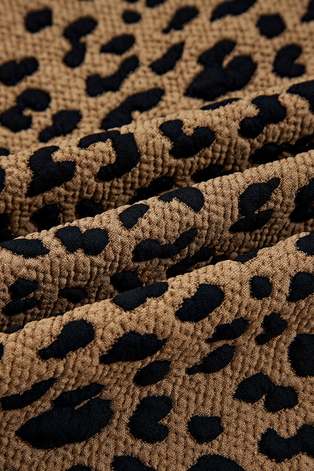 Brown Leopard Print Quarter Zip Sweatshirt