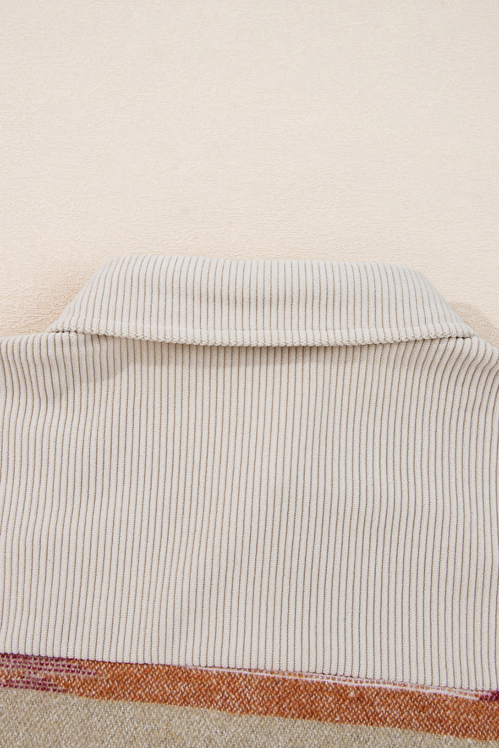 Multicolour Western Aztec Striped Patchwork Double Flap Pocket Raw Hem Shacket