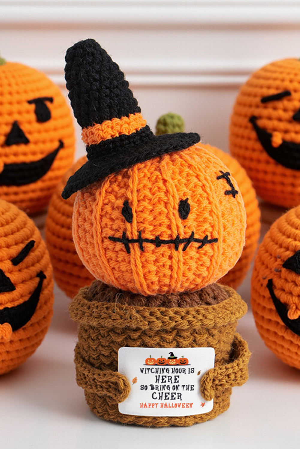 Carrot Cute Halloween Crochet Pumpkin Potted Doll Decor