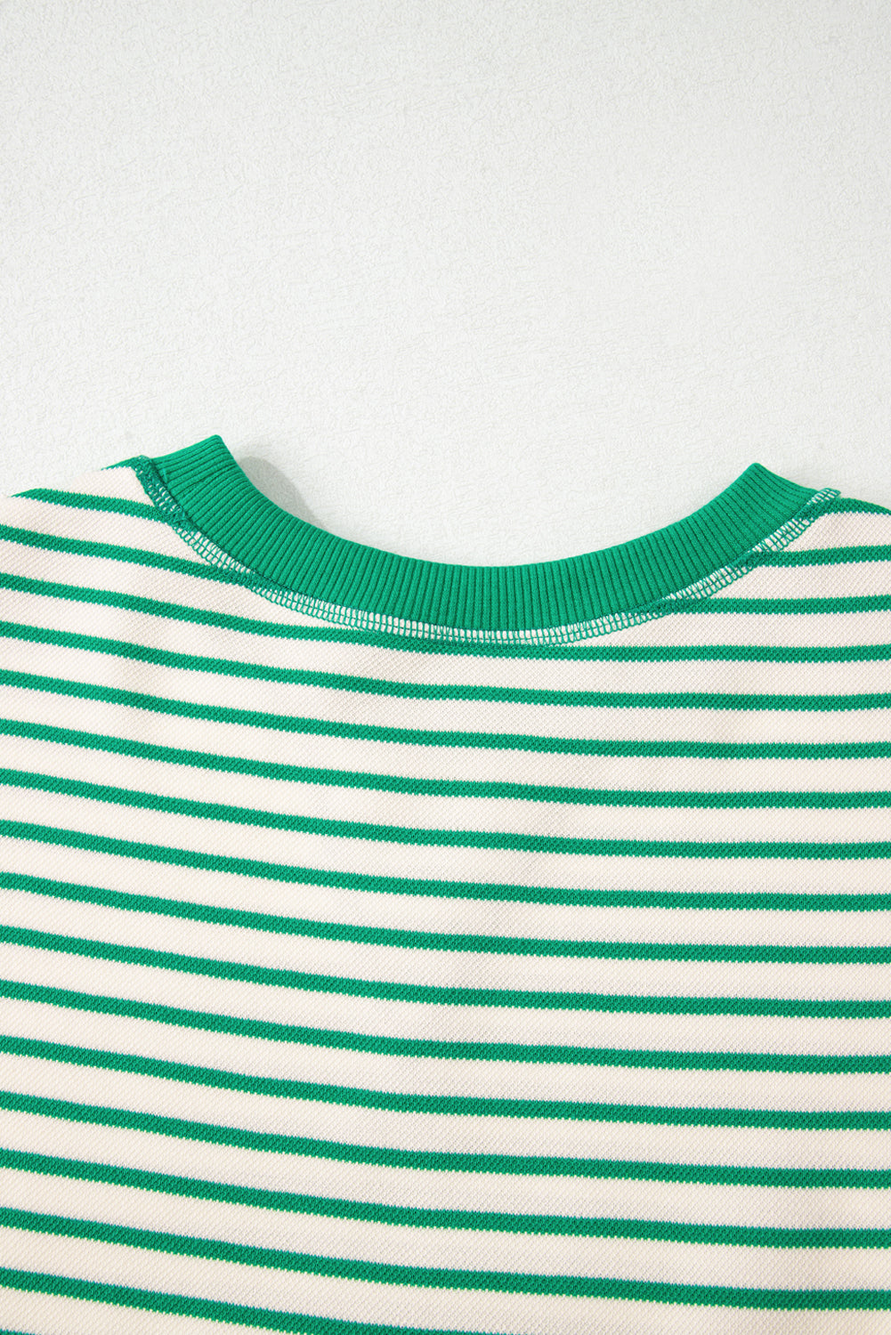 Bright Green Contrast Detail Striped Ruffle Short Sleeve Top