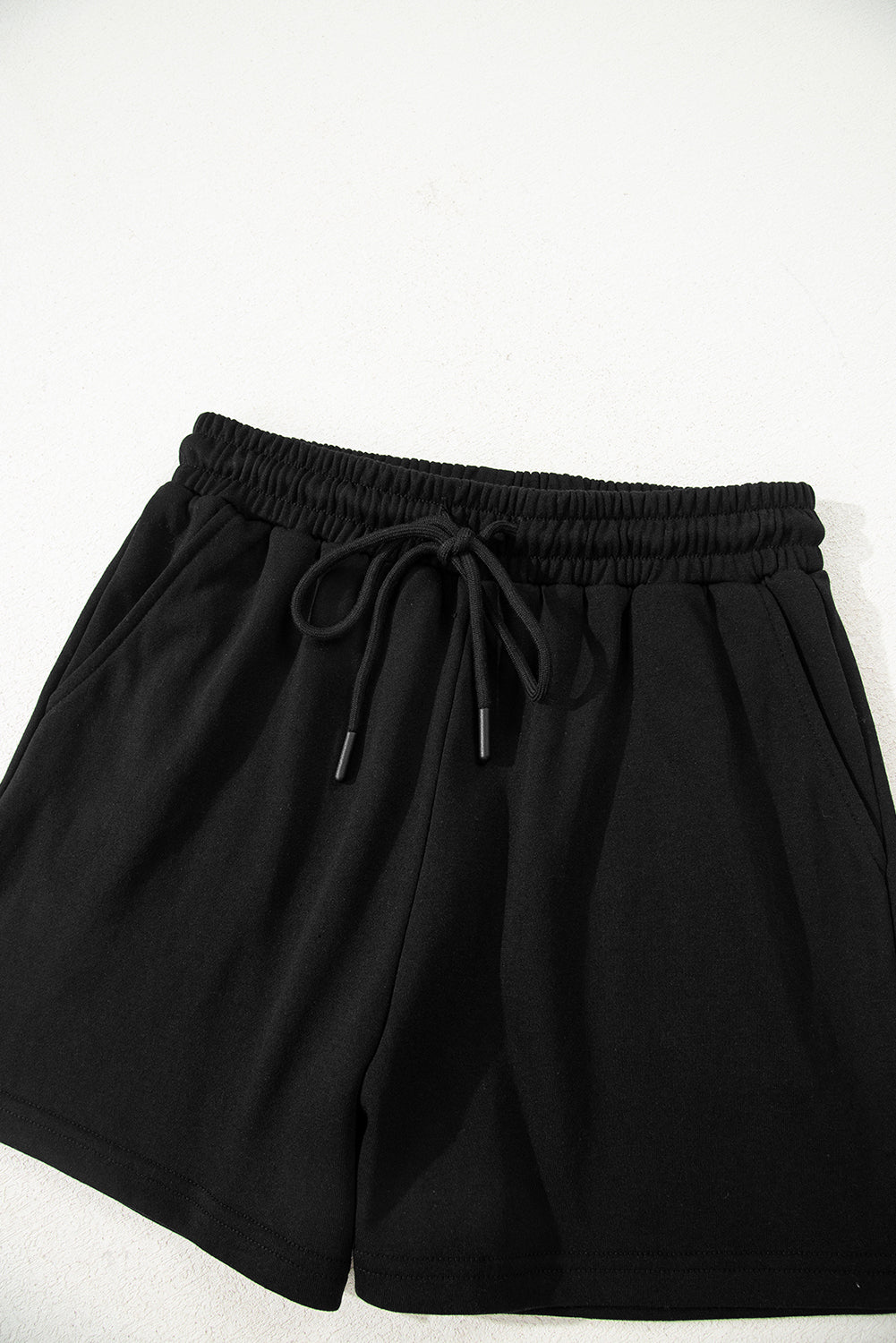 Black Varsity Striped Sleeve Drop Shoulder Sweatshirt and Short Set