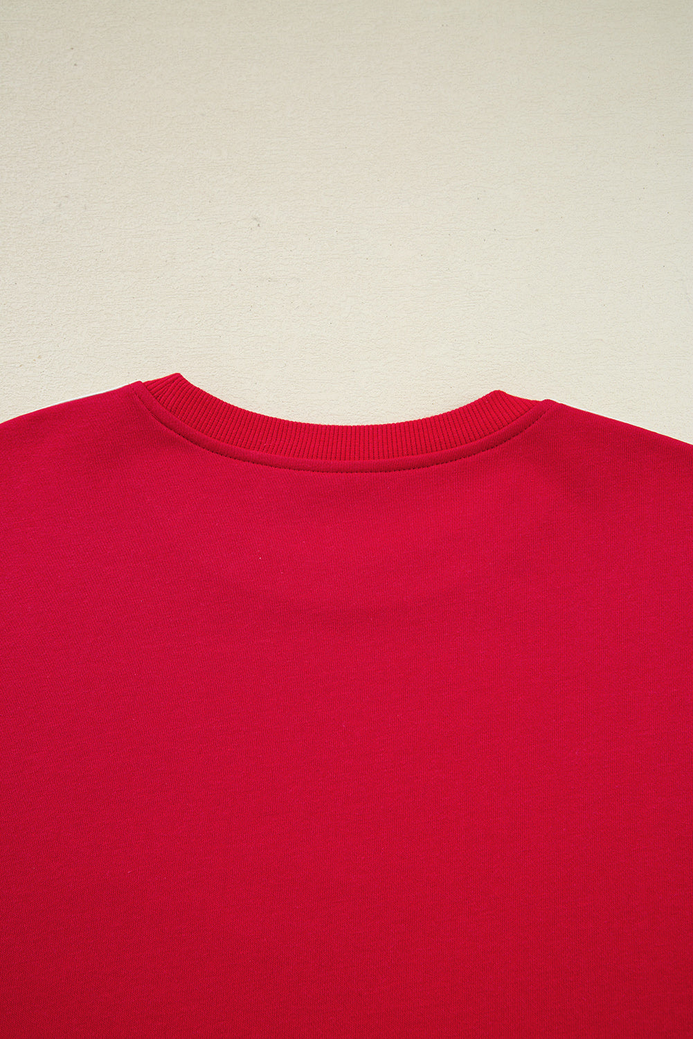 Fiery Red Varsity Striped Detail Crewneck Pullover Elastic Sweatpants 2pcs Outfit