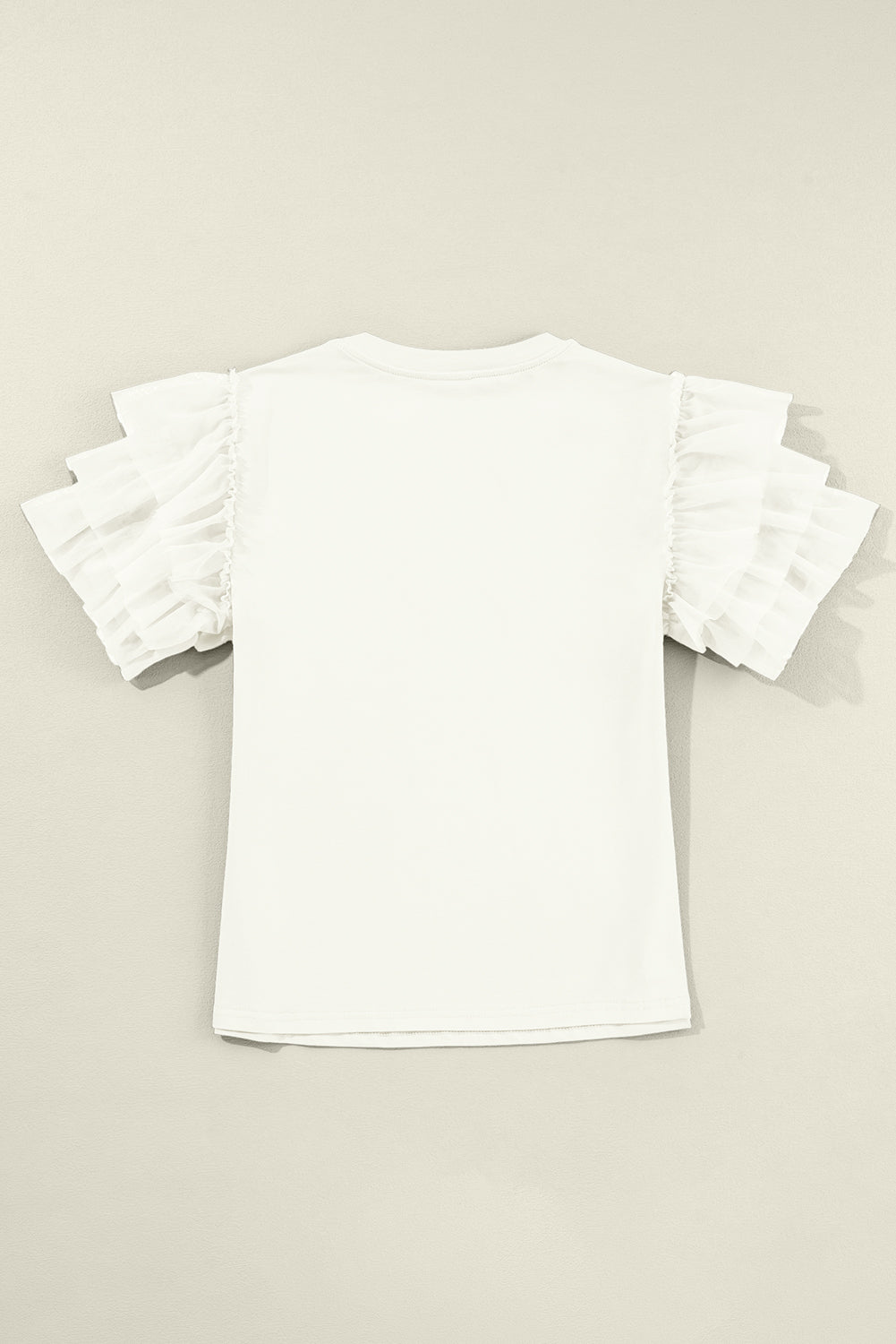 White Tulle Ruffle Sleeve Blouse