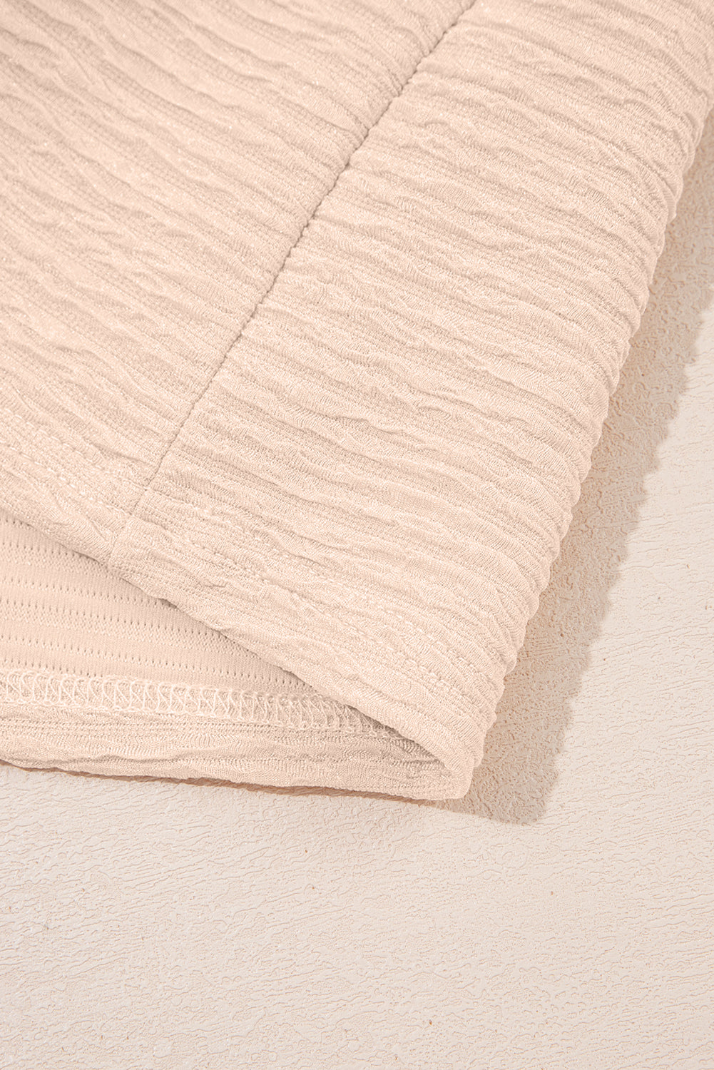 Apricot Textured V Neck T Shirt and Shorts Set