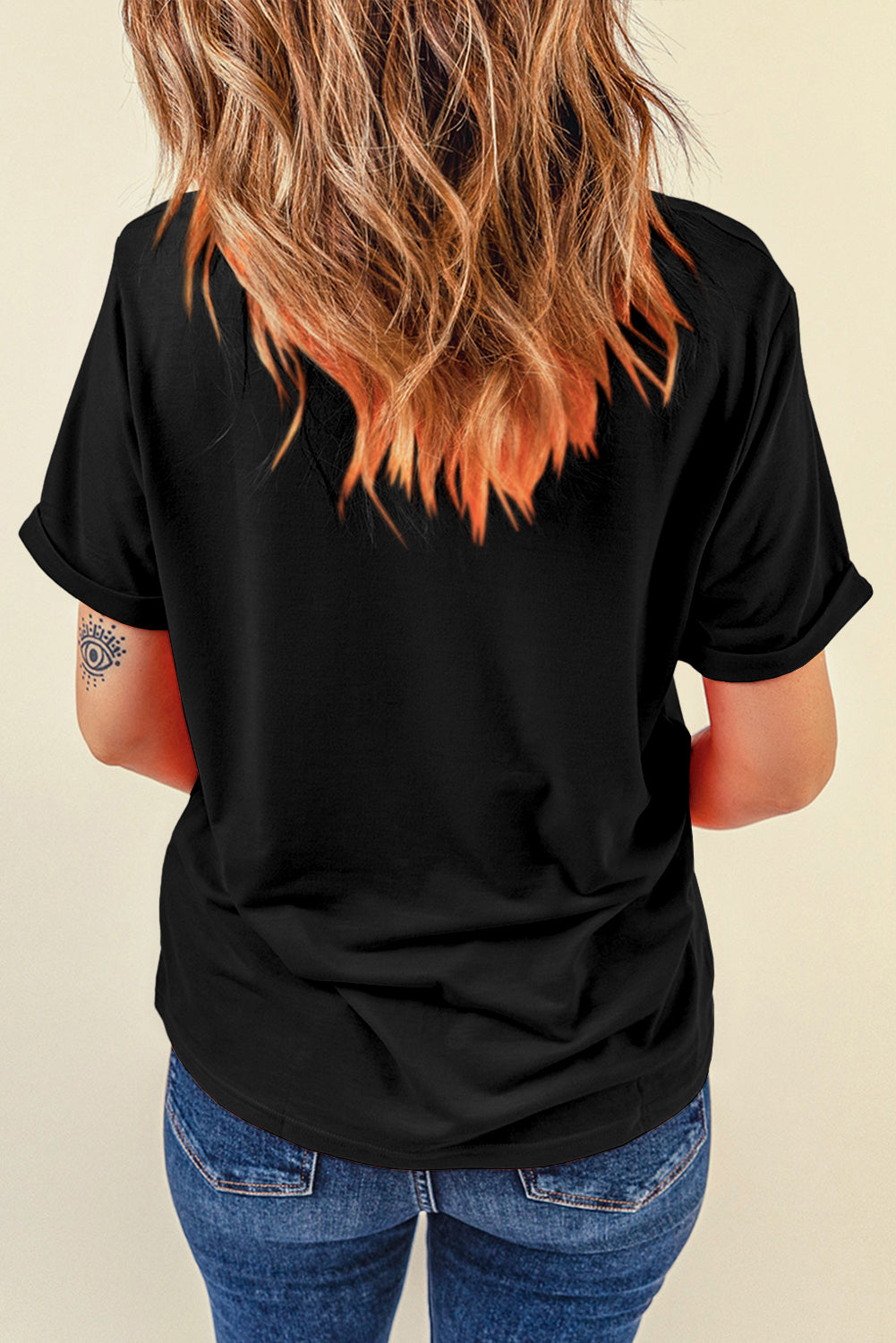 Black SPOOKY SEASON Halloween Pumpkin Bow Print T Shirt
