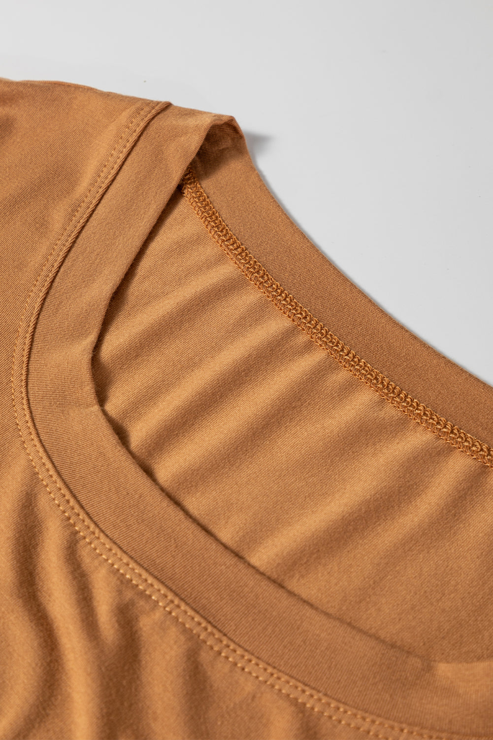 Chestnut Solid Color Long Sleeve Fitted Top