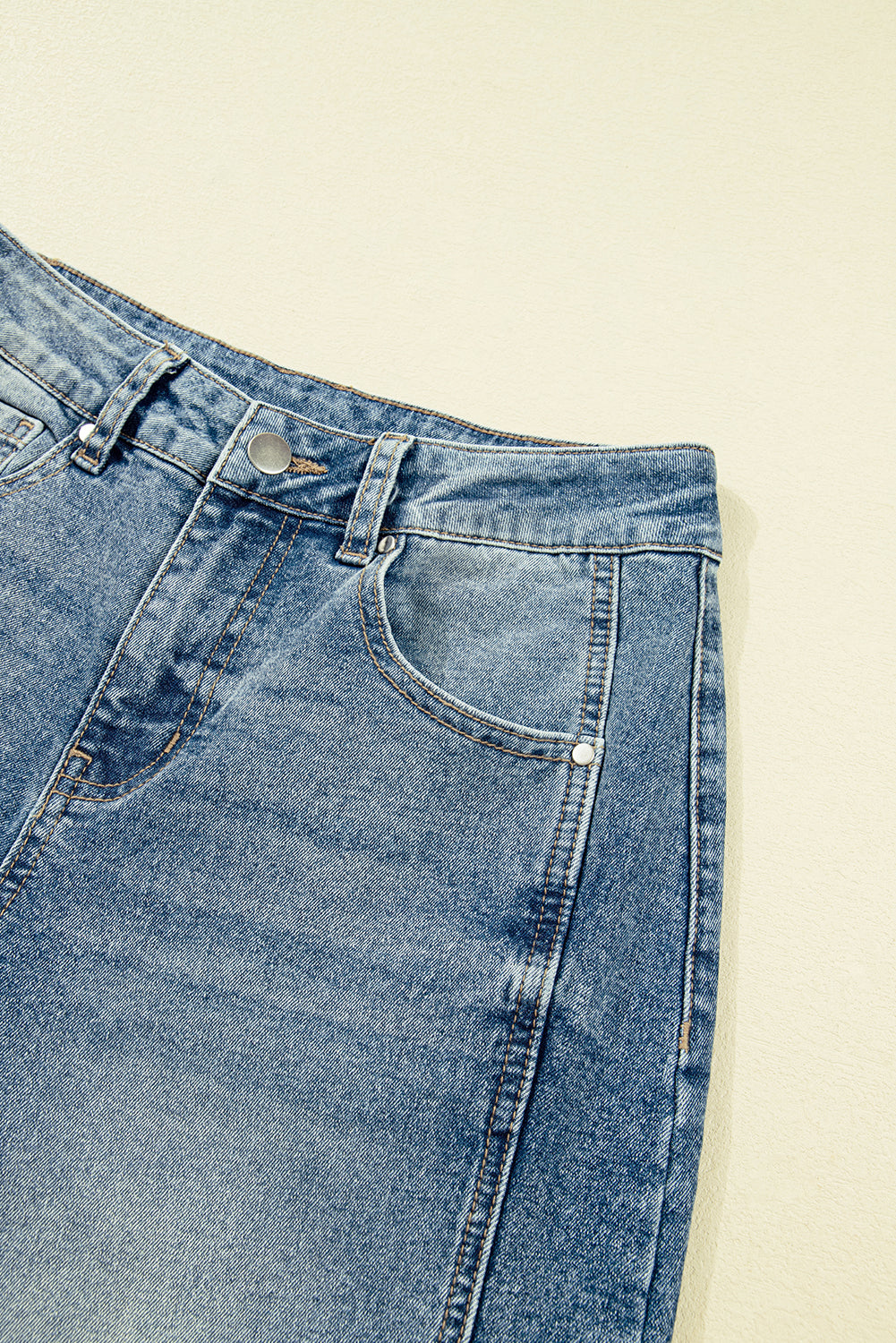 Dusk Blue Vintage Washed Seam Detail Shift Jeans