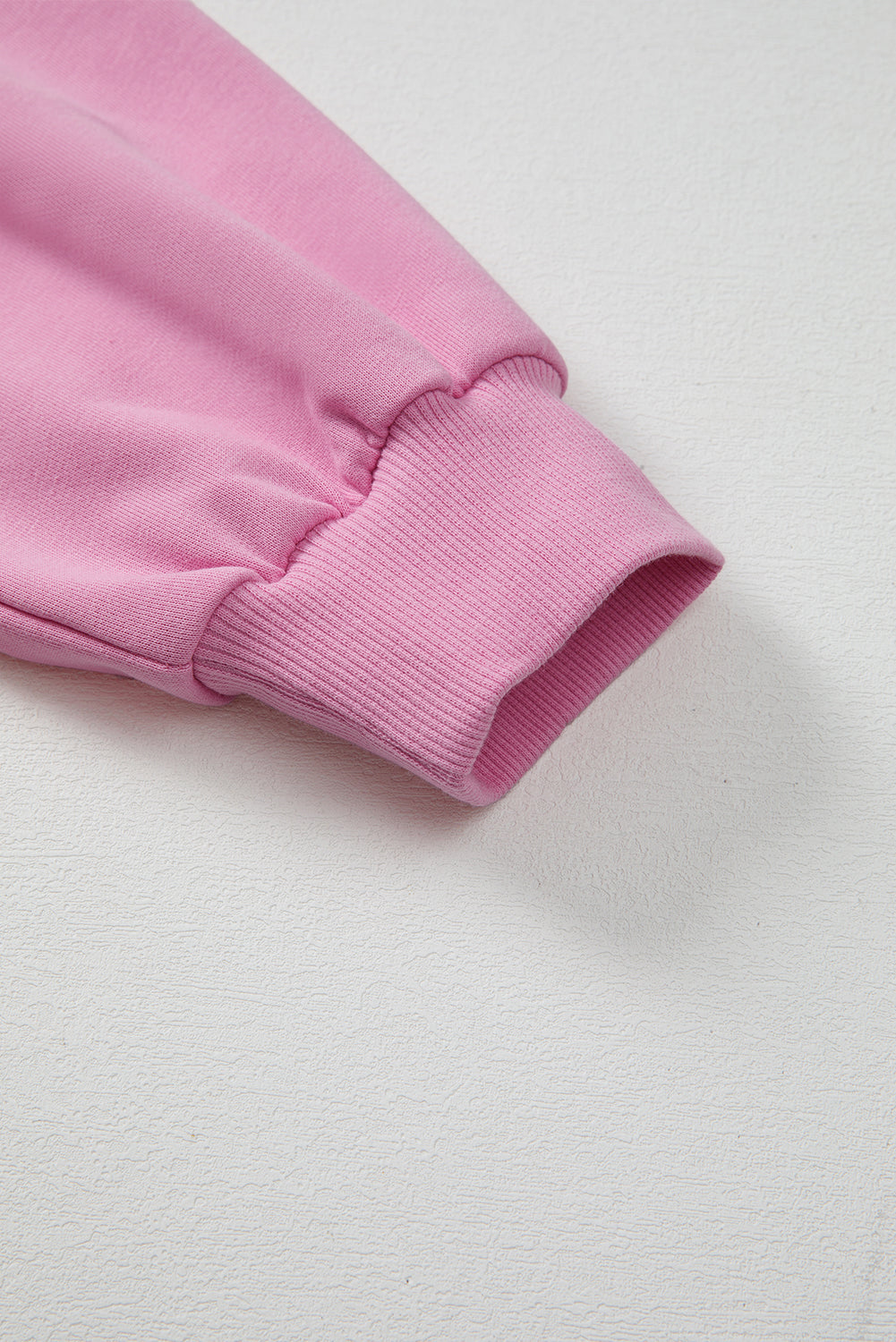 Bright Pink Lace Patched Raglan Sleeve Loose Fit Sweatshirt