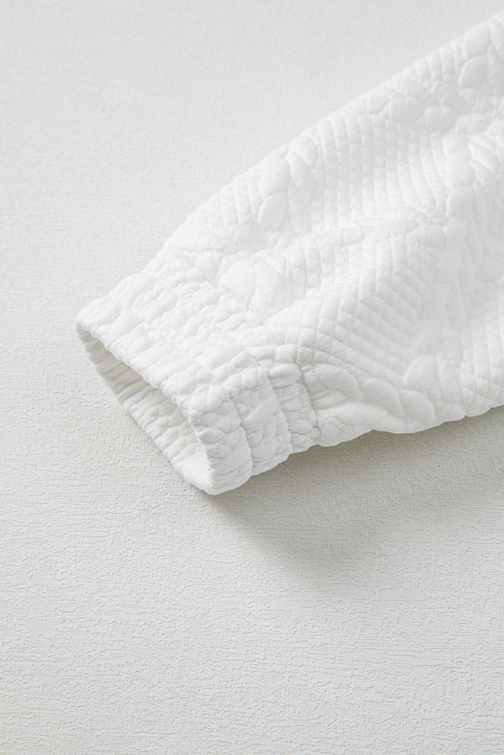 White Cable Lattice Texture Kangaroo Pocket Hoodie