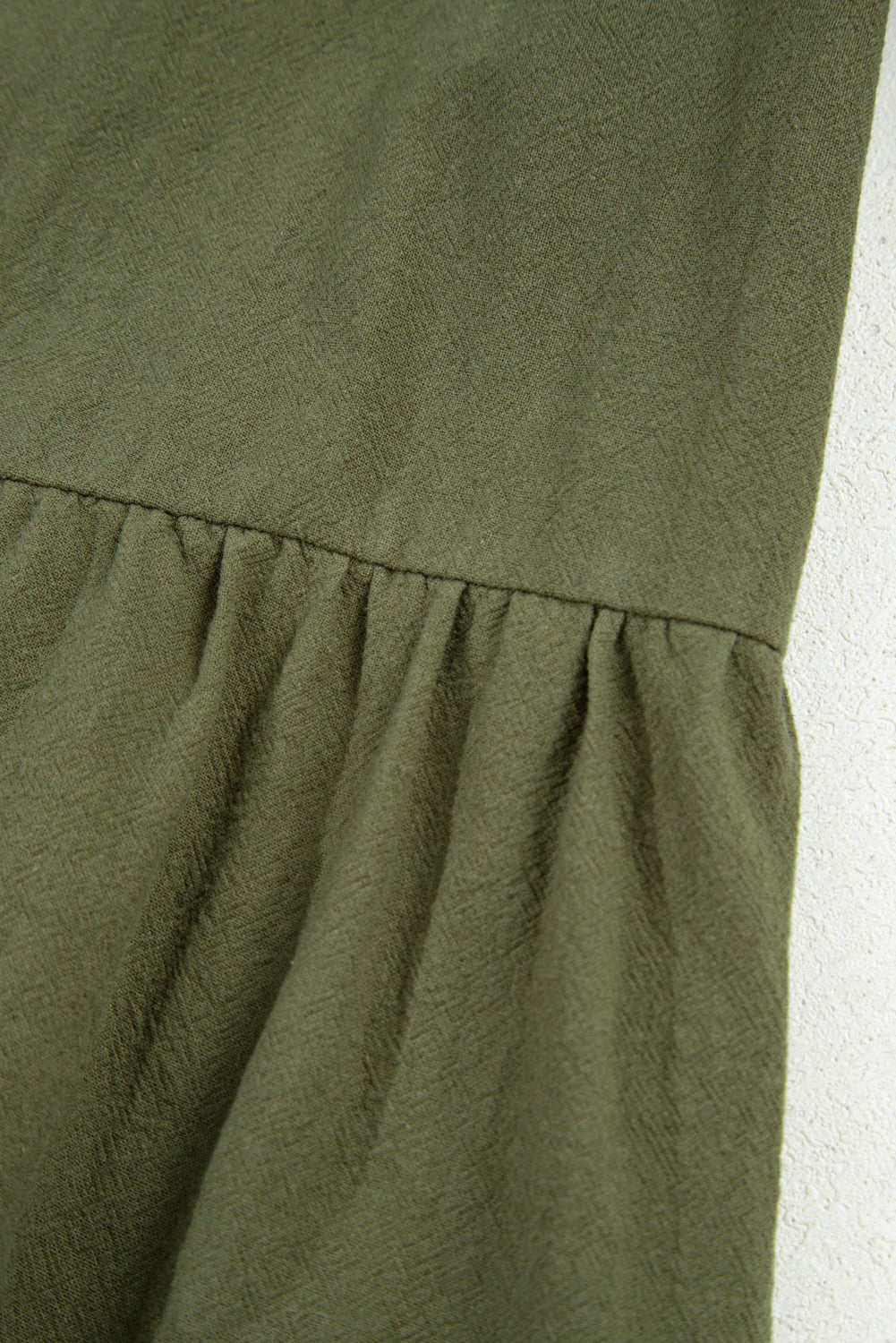 Four Leaf Clover Plus Size Collar Half Button Long Sleeve Ruffle Hem Mini Dress