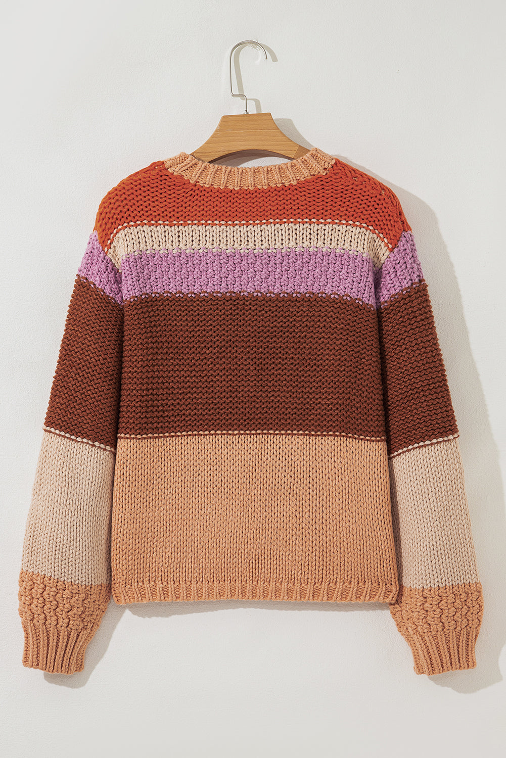 Multicolour Cropped Colorblock Drop Shoulder Knitted Sweater