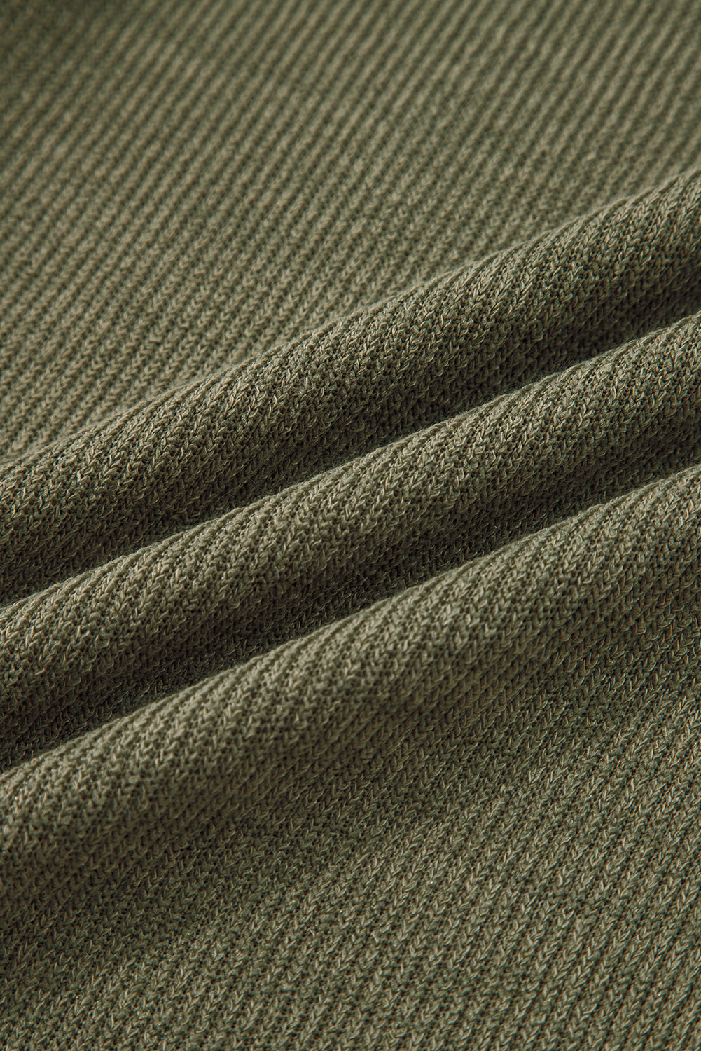 Laurel Green Solid Color Knit Loose Straight Leg Casual Overall Jumpsuit