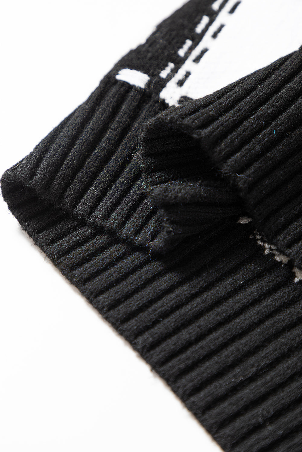 Black Halloween Ghost Checkered Drop Shoulder Sweater